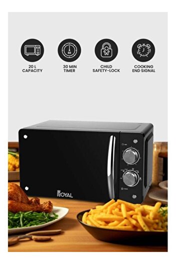 Royal Manual Microwave Oven, 6 Power Levels, 30 min Timer, Child Safety-Lock, Cooking End Signal, Ea