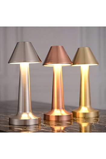 ETRONIK Silver Bell Shape LED Table Lamp, Portable Cordless Night Light with 3-Level Dimmable Brightness