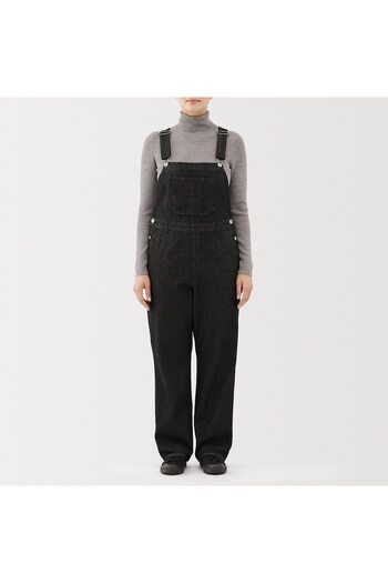 Muji Kapok Blended Denim Overall, Black