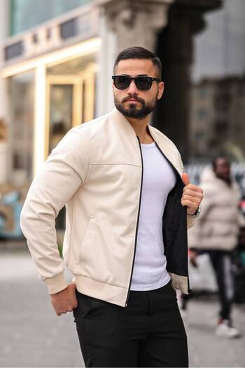 BASEL.CO Trend Men's Suede Bomber Slim Jacket - Stylish Comfortable and Modern Style