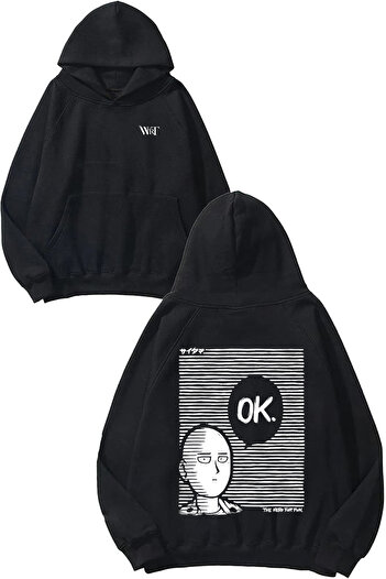 THEWERT One Punch Man 11 Design Back Printed Black Hooded Sweatshirt