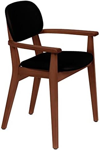 TRAMONTINA London Chair With Arms in Almond-Colored Brazilian Tauari Wood With Black Upholstery