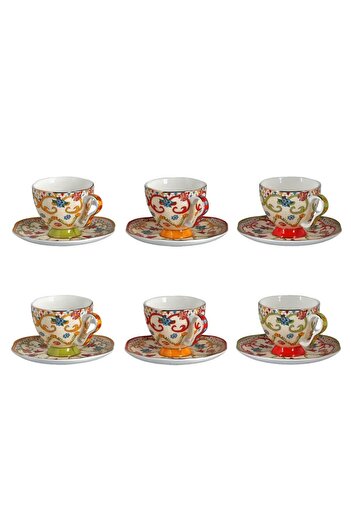 Lucky Art Fiora Bone 6-Piece Coffee Cup Set