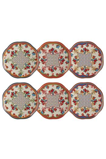 Lucky Art Fiora Bone 27cm Set of 6 Plates