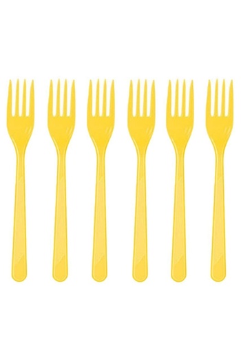 RÖNESANS PARTİ Renaissance Plastic Yellow Color Forks 25 Pieces