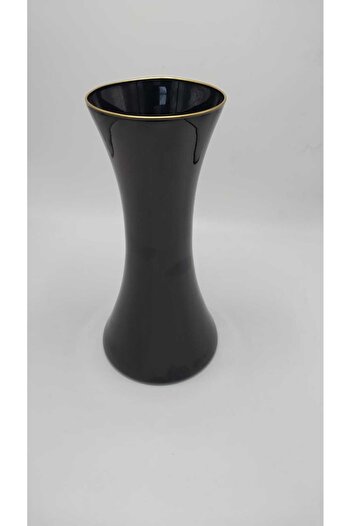 Ebruli hediyelik Handmade Luxury Decorative Glass Vase Black Color 30X12Cm