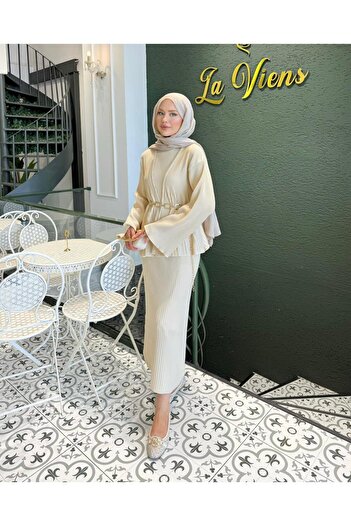 Adalenna Moda Tasarım Pileli İnce Merserize Elbise