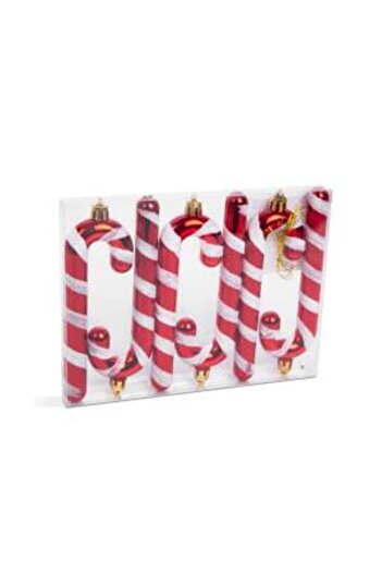 Mercaton Set decor pentru brad trestie de bomboane rosu / alb 13 cm 6 buc / set