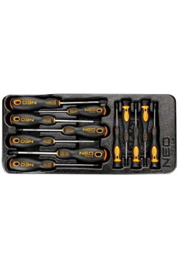 NEO Combined screwdriver set, for mobile cabinet, 12 pieces,