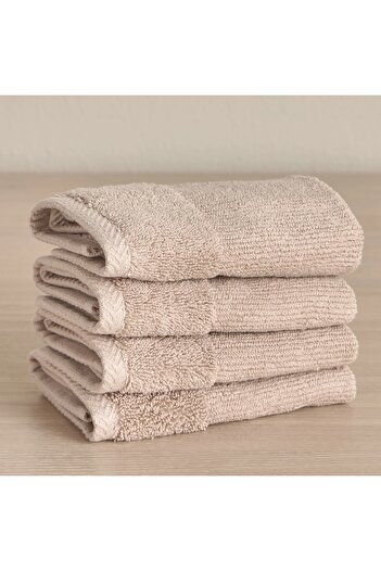 Generic Ribbed 4-Piece Turkish Cotton Fingertip Towel Set - 30x30 cm