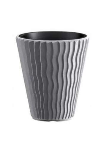 Prosperplast Decorative Flower Pot, Round, Gray, 29.733 cm, Sandy
