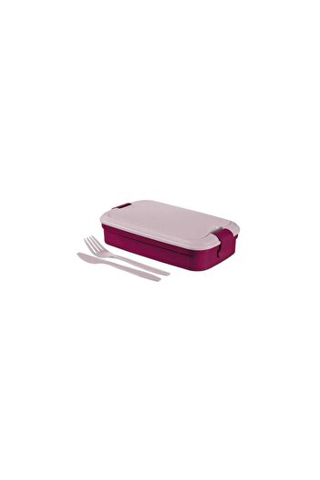 CURVER Food Container, Plastic, Airtight, with Cutlery, Violet, 1.3 L, 23x13x7 cm,