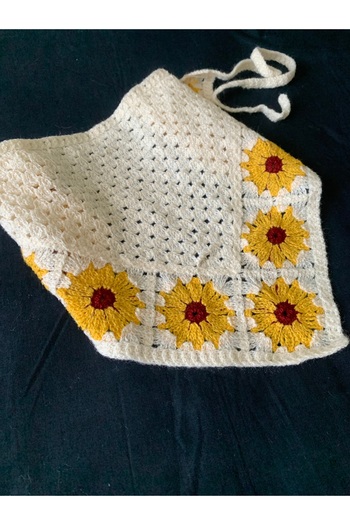 Honeybeeatelier Honeybee Ateli̇er Vintage Motif Knitted Bandana