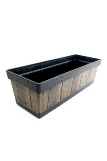 Mercaton Meraton Planter Made of PP Plastic, Vintage Wood Look, UV Resistant, Brown, 46x15x17 cm
