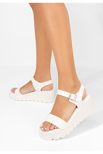 B T Shoes White Consuelda platform sandals