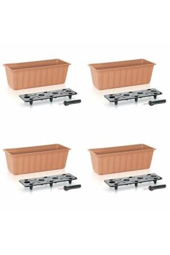 Mercaton Set 4 decorative planters with irrigation system, 11 L, 60x18x14 cm, brown,