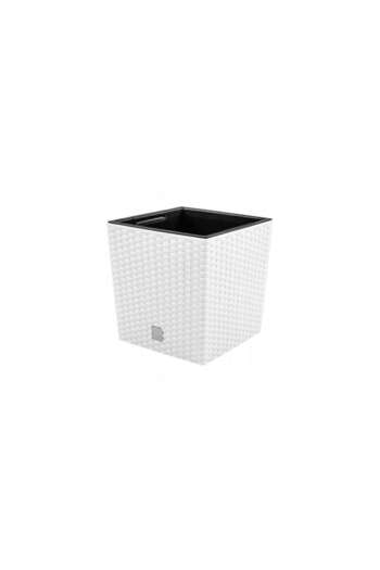 Prosperplast Ghiveci decorativ de flori, Prosperplast, Rato, imitatie ratan, patrat, alb, 40x40x40.8 cm