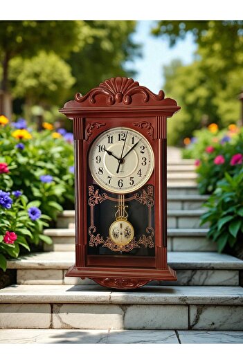 OEM Vintage brown wall clock with pendulum 41 cm