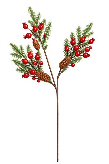 BeySüS Christmas Tree Ornament Kokina Branch with Pine Cones 75 cm