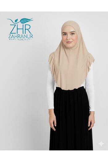 ZAHRANUR HİJAB Πρακτικό σάλι-εσάρπα-χιτζάμπ με πλισέ-μαντήλι προσευχής