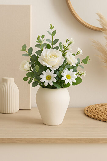 LalezarHome Nordic Style Filled Concrete Decorative Vase – 16 cm Durable and Heavy