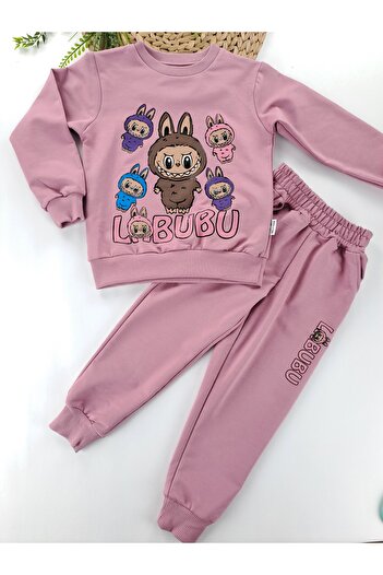 Butik Girl's Labubu Printed Seasonal 2 Thread Non-Shardon Double Set