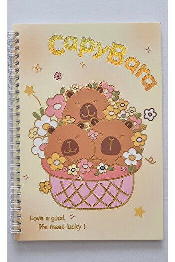 Modellino Spiral Bound Licensed Capy Bara Glitter Gilded Cover 72 Sheets A4 Lined Notebook