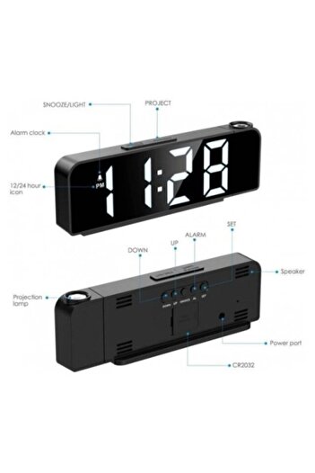 Poro Online Electronic Table Clock with Projection GH 8013 Red Display