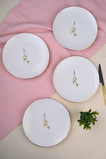 tabakevi Tabak Evi Porcelain Natura Cluster Gold Gilded Cake Plate 20.50cm Set of 4
