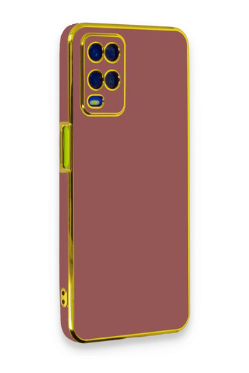 cepmoda Oppo “A54 4g” Phone Case - Glossy Silicone Cover with Gold Frame - Red