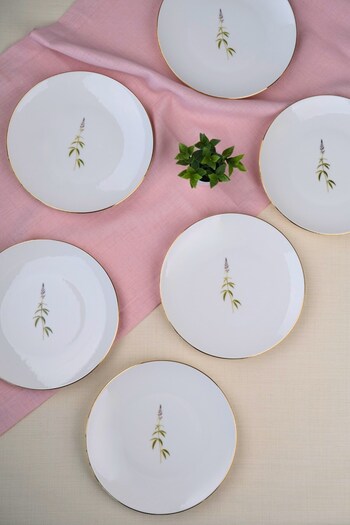 tabakevi Tabak Evi Porcelain Natura Cluster Gold Gilded Cake Plate 20.50cm Set of 6