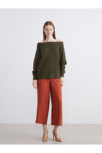 LC Waikiki Boat Neck Oversize Women's Knitwear Sweater