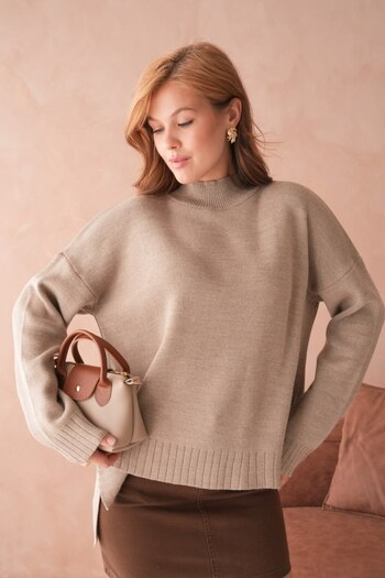 DONNA LISSA Women's Turtleneck Oversize Knitwear Sweater