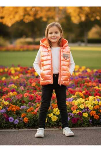 NiLi Hooded Puffer Style Vest with Pockets for Girls