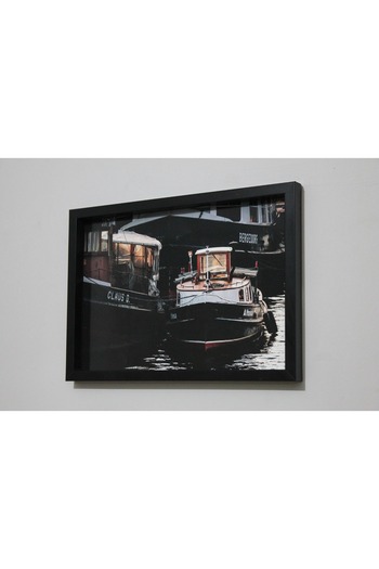 LİFE GLOBAL Picture Frame Black 20X30 with Picture and Plexi Protection One Piece Sea