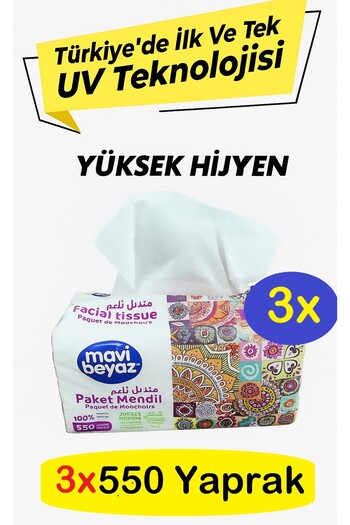 Mavi beyaz Practical Package Pull-Out Wipes - Napkin 3X550 Sheets