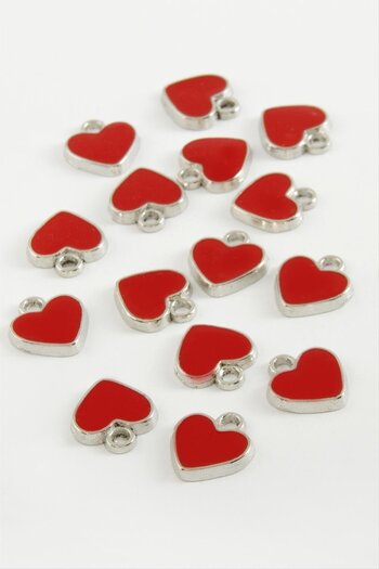 ZERO LAND Hn-Shop Heart Enamel Bracelet and Pendant Attachment 1 Piece-Red