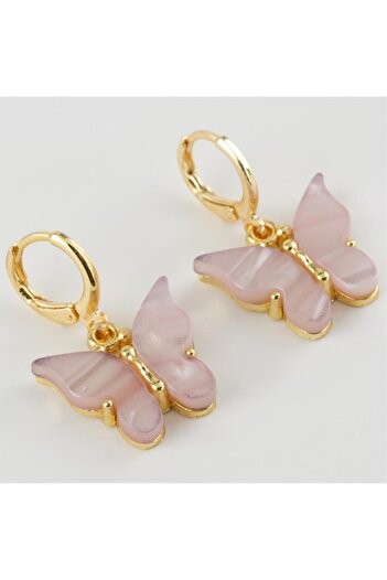ZERO LAND Msa-Shop Butterfly Figured Polyester Earrings-Light Pink