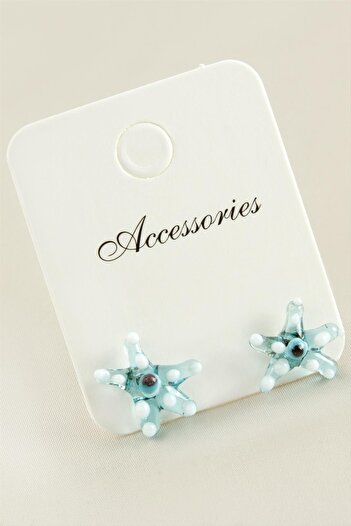 ZERO LAND Msa-Shop Starfish Glass Earrings-Light Blue