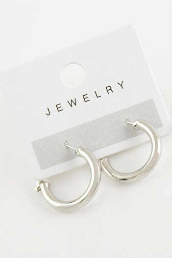 ZERO LAND Hn-Shop Pipe Hoop Earrings 1.5 Cm-Silver Color