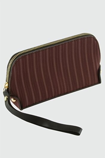 ZERO LAND Striped Burgundy Rectangular Leather Wallet-Burgundy