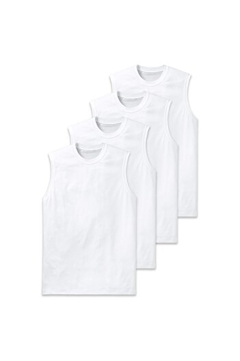 Schiesser Herren Unterhemden, 4er Pack - "Essentials", Muscleshirt, Rundhals, Baumwolle