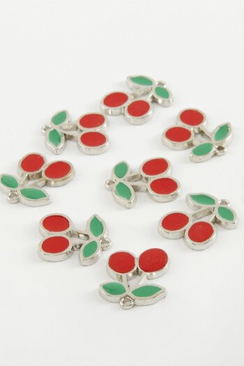 ZERO LAND Hn-Shop Cherry Single Handle Enamel Bracelet and Pendant Apparatus 1 Piece-Red