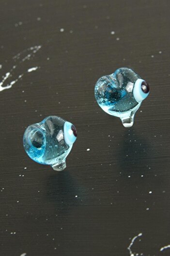 ZERO LAND Msa-Shop Penguin Glass Earrings-Light Blue