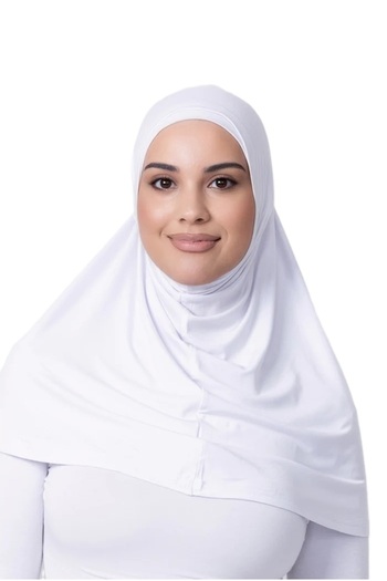 Perfectory Lightweight Instant Hijab, Lycra Blend, All Seasons, Prayers, Sports (Large)-White