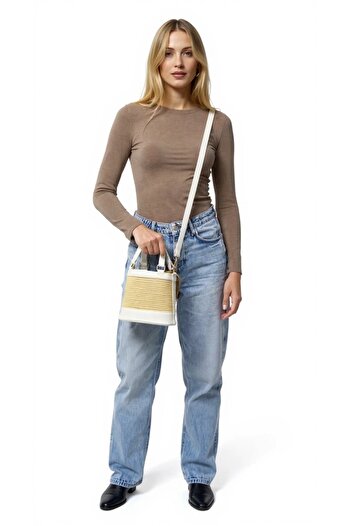 PayBuy Women's Bohemian Style Bucket Hand and Shoulder Bag Canvas Fabric Daily Use