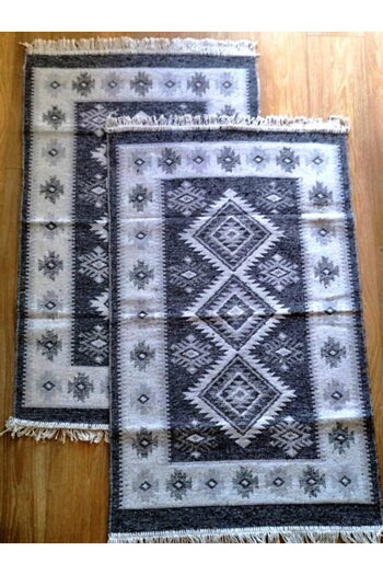 OEM 1+1 Set Traditional Rugs, Size 80x200cm, Grey, Romb Pattern