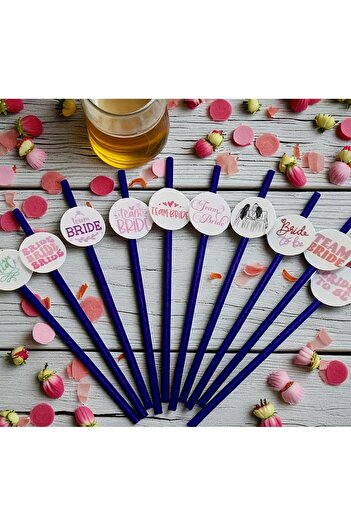 Armada 10 Pieces Bride to Be Bachelorette Themed Purple Paper Straws