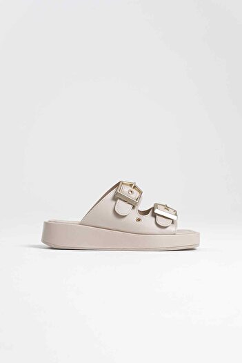 ETİLER COLLECTION Glossy beige skin slippers