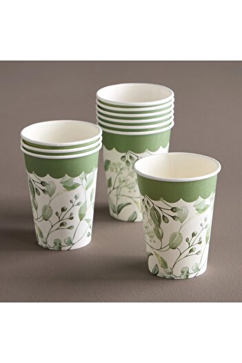 Generic Ellipse 10-Piece Wood Pulp Disposable Cup Set - 360 ml